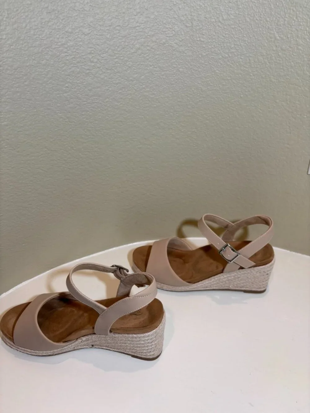 Shibever Women's Tan Espadrille Wedge Sandals, 3